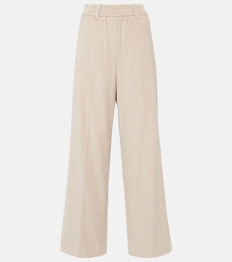 Cotton corduroy wide-leg pants