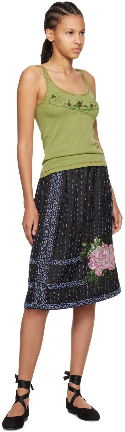 Bode Green Dahlia Tank Top