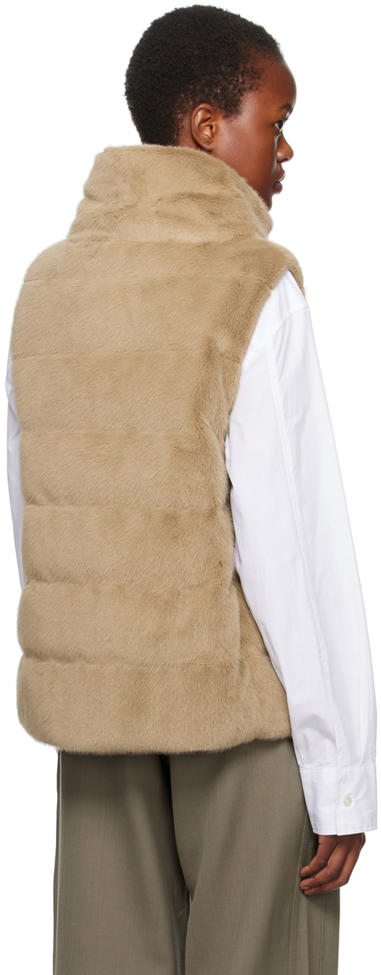 Herno Tan Quilted Faux-Fur Down Vest