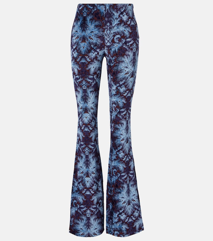 Printed crêpe high-rise flared pants