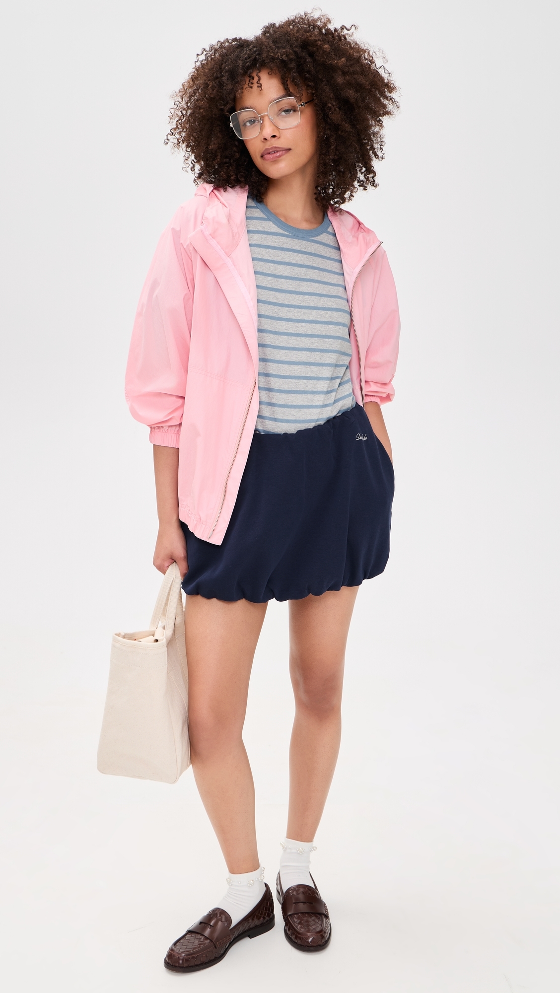 Striped T-Shirt Melange Grey/Soft Blue