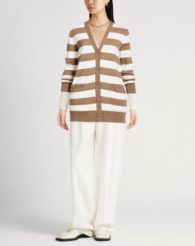 Woman Cardigan Light brown Size L Virgin Wool