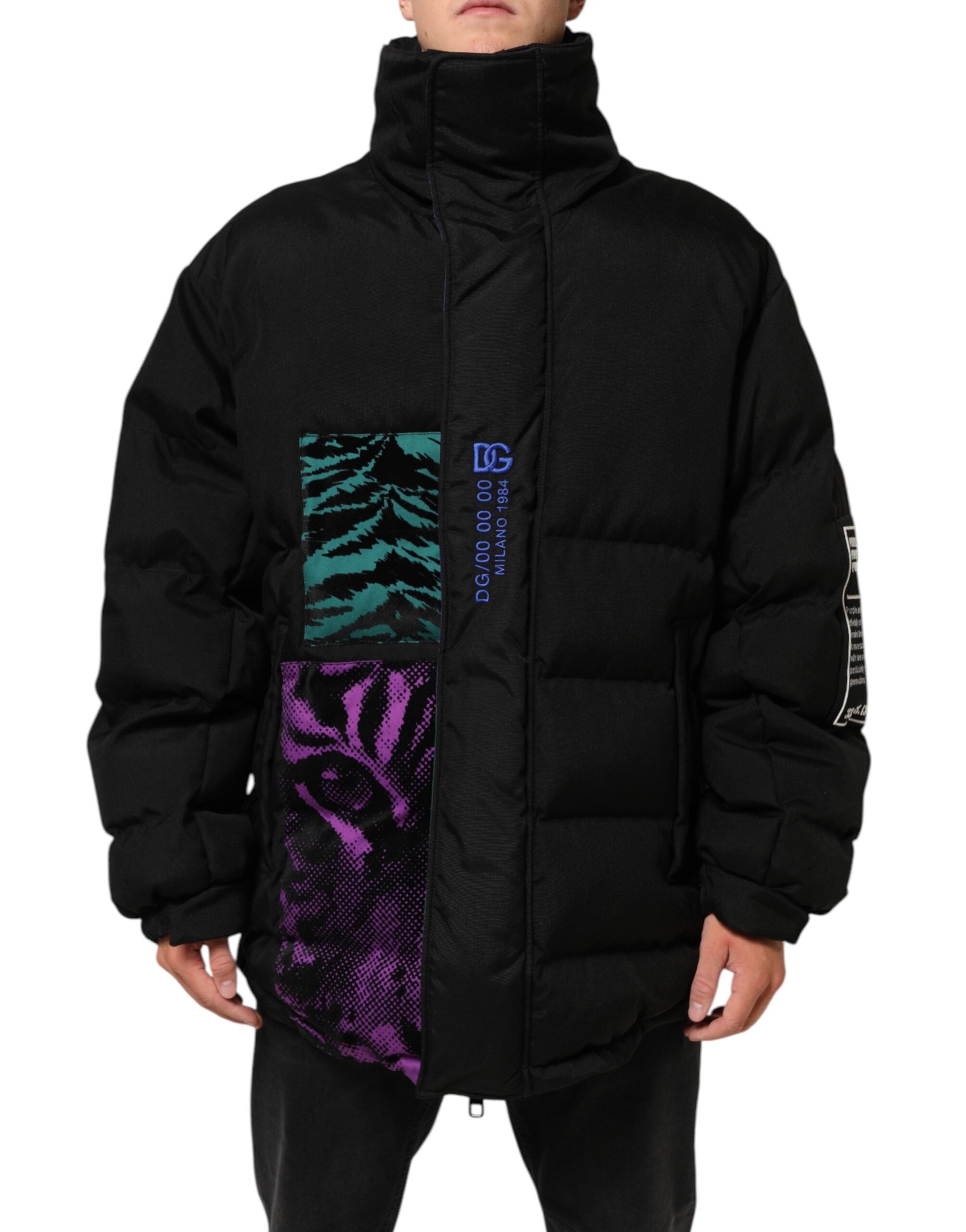 Quilted Nylon Puffer Jacket — Black