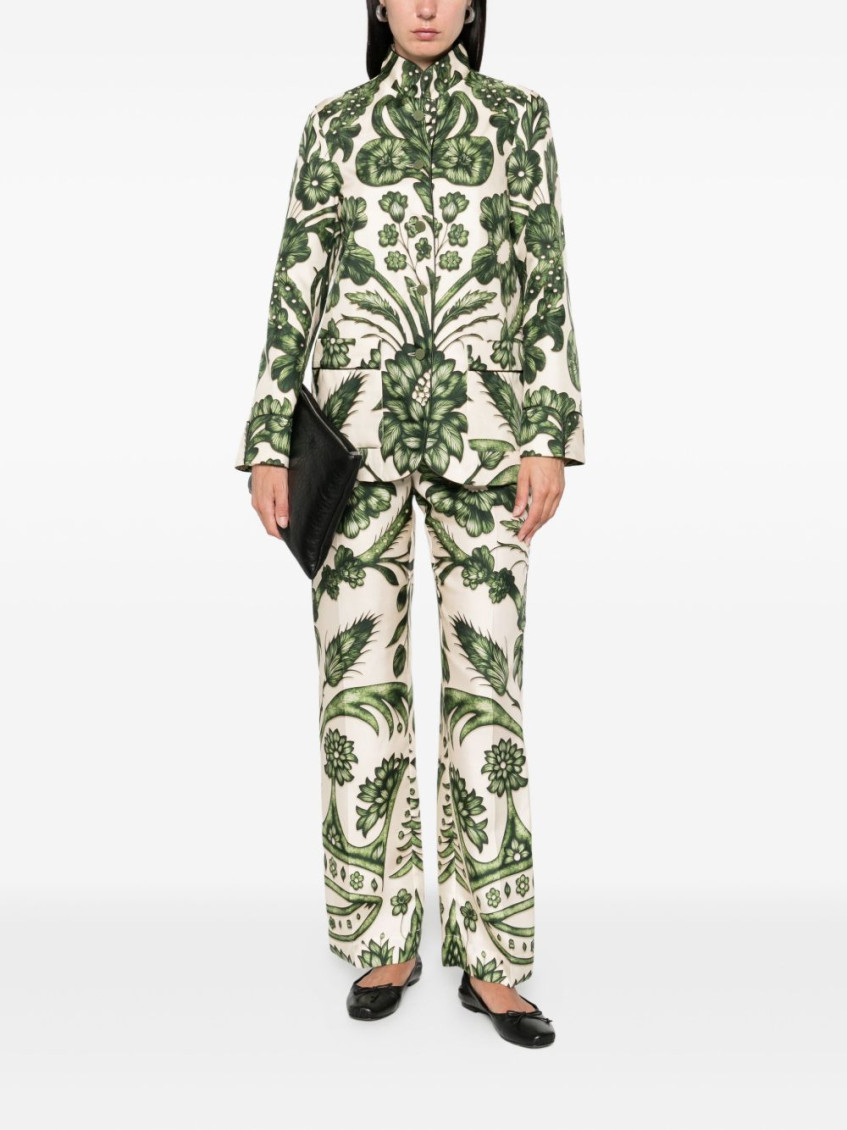 Green Printed silk shirt