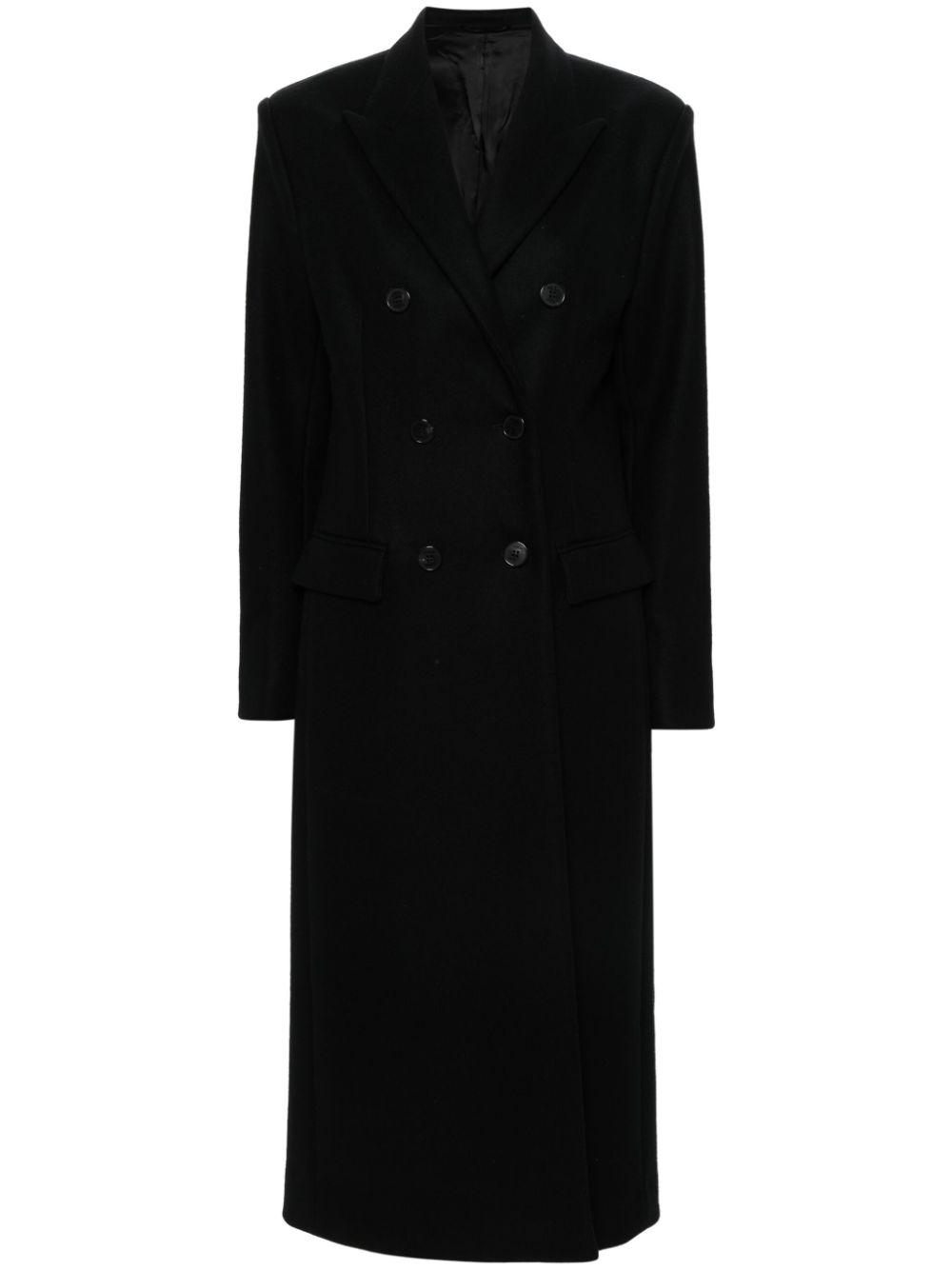 Double-breasted wool coat - Black