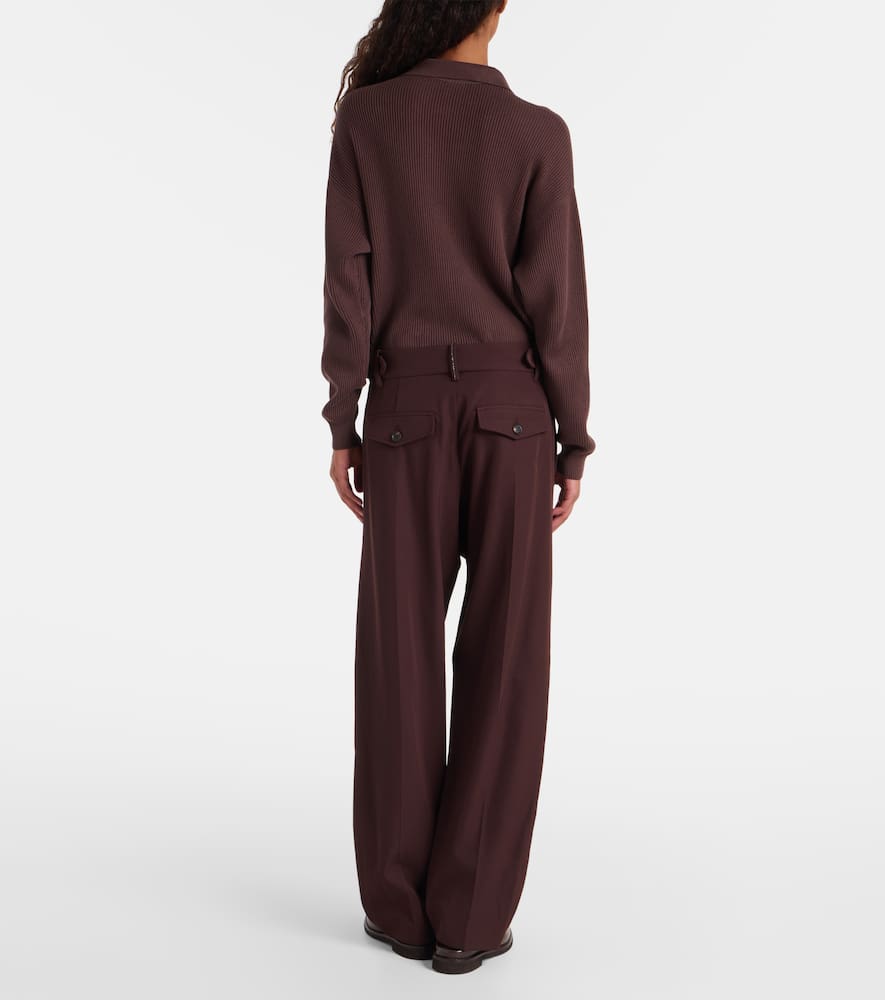Wool and cotton straight pants