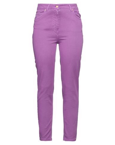 Woman Jeans Purple Size 10 Cotton, Elastane