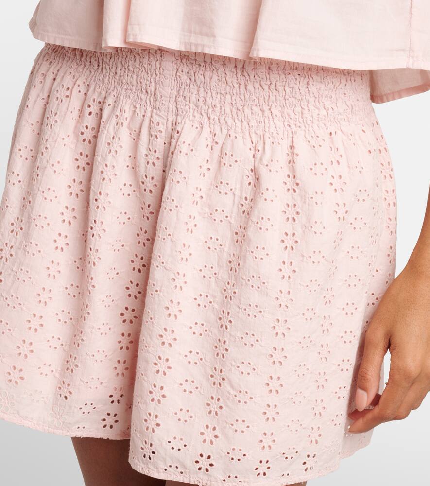 Iris embroidered cotton poplin shorts