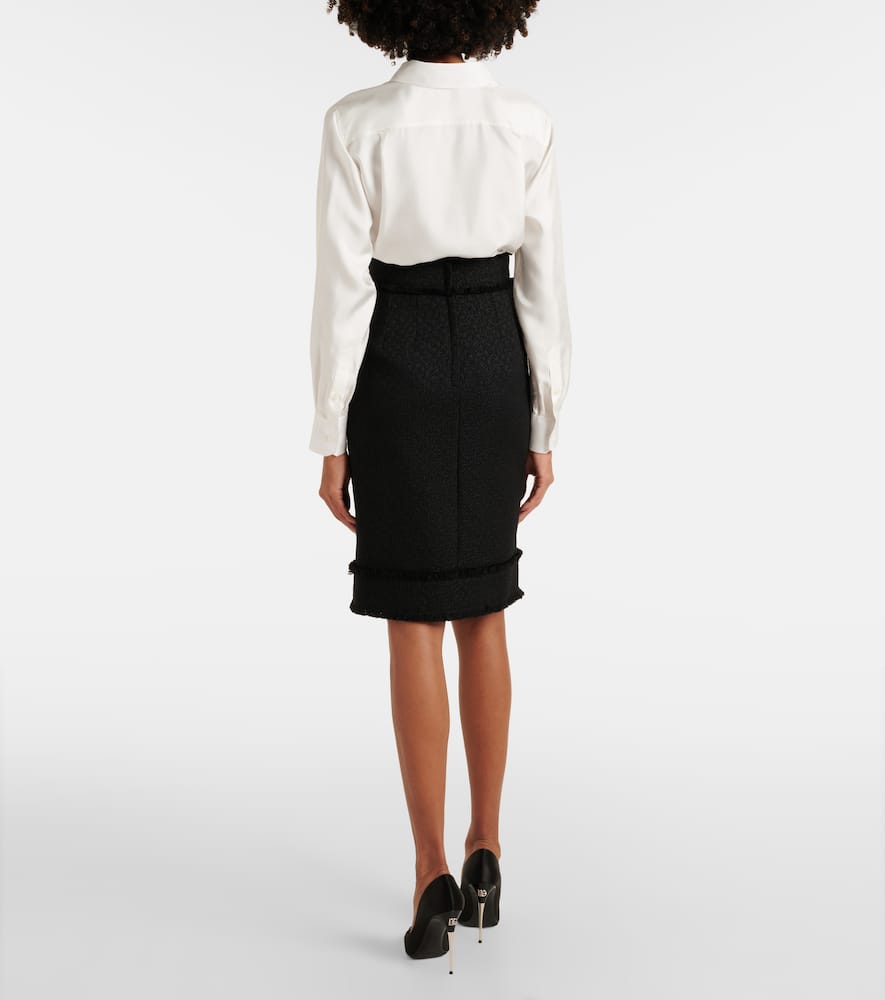 Wool-blend tweed pencil skirt