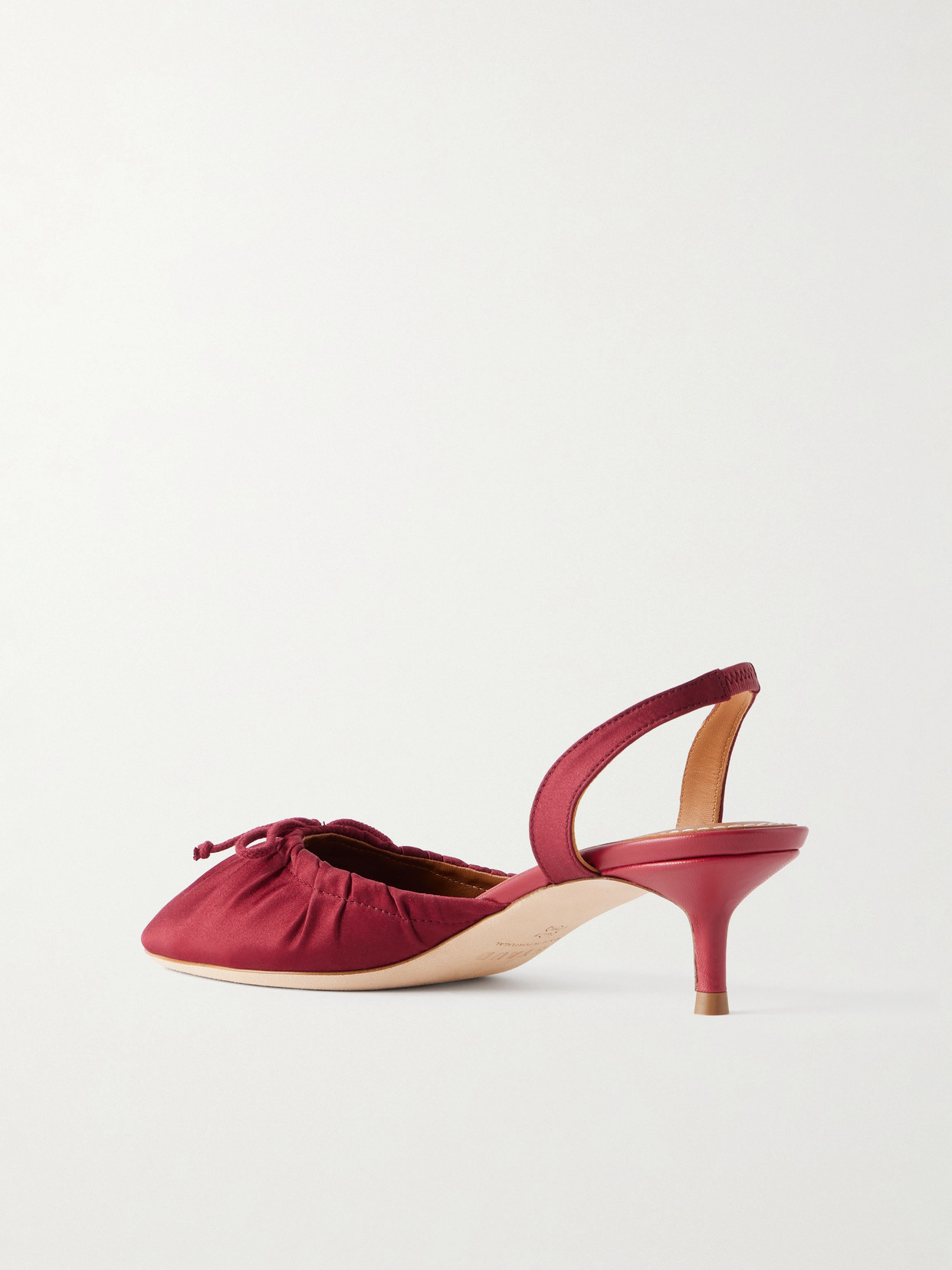 Alba Gathered Satin Slingback Pumps - Burgundy