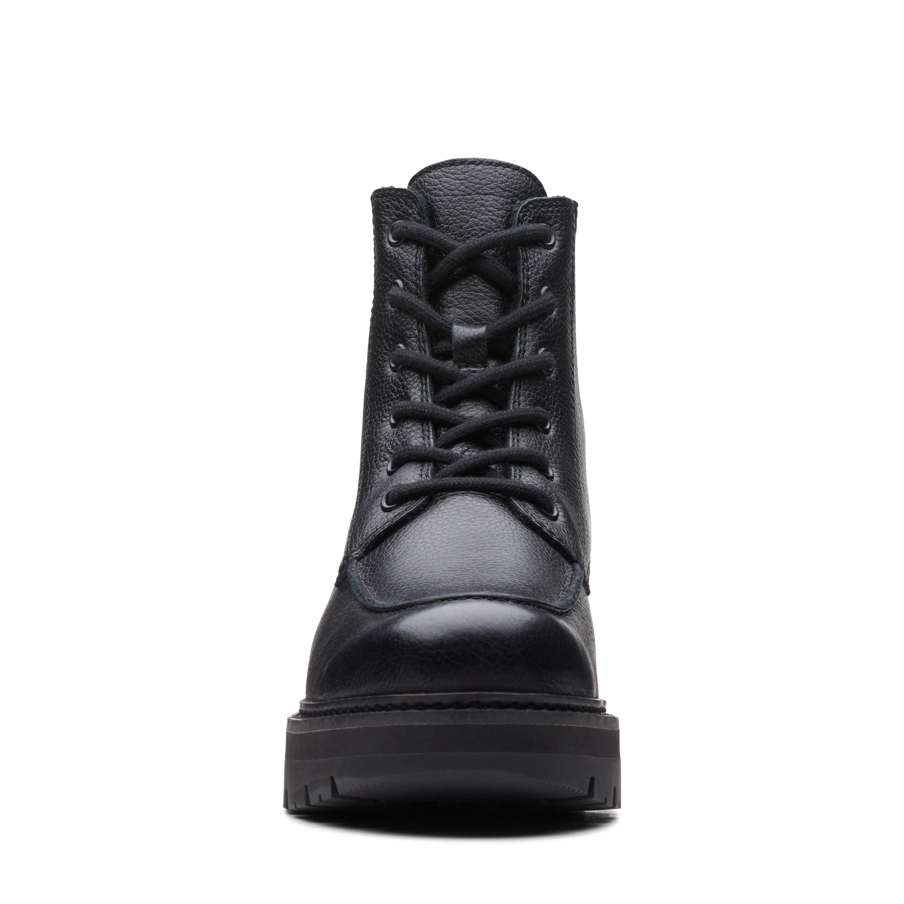 Clarks Women's Orianna Mid Black Warmlined Leather Ankle Boots, Lace Up | : 5.5/Standard Fit