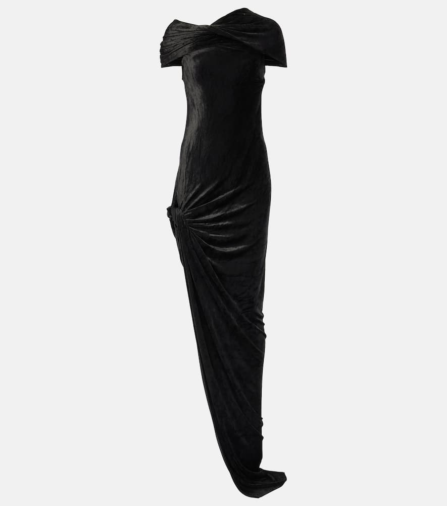 Lola asymmetric velvet gown