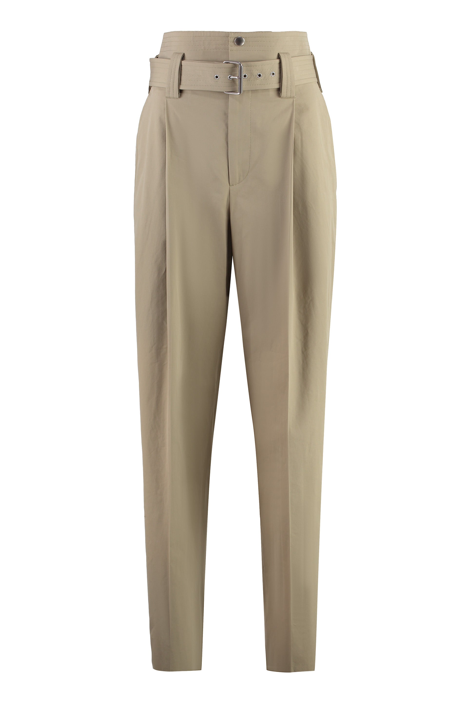Cotton Gabardine Trousers with Coordinated Waist Belt