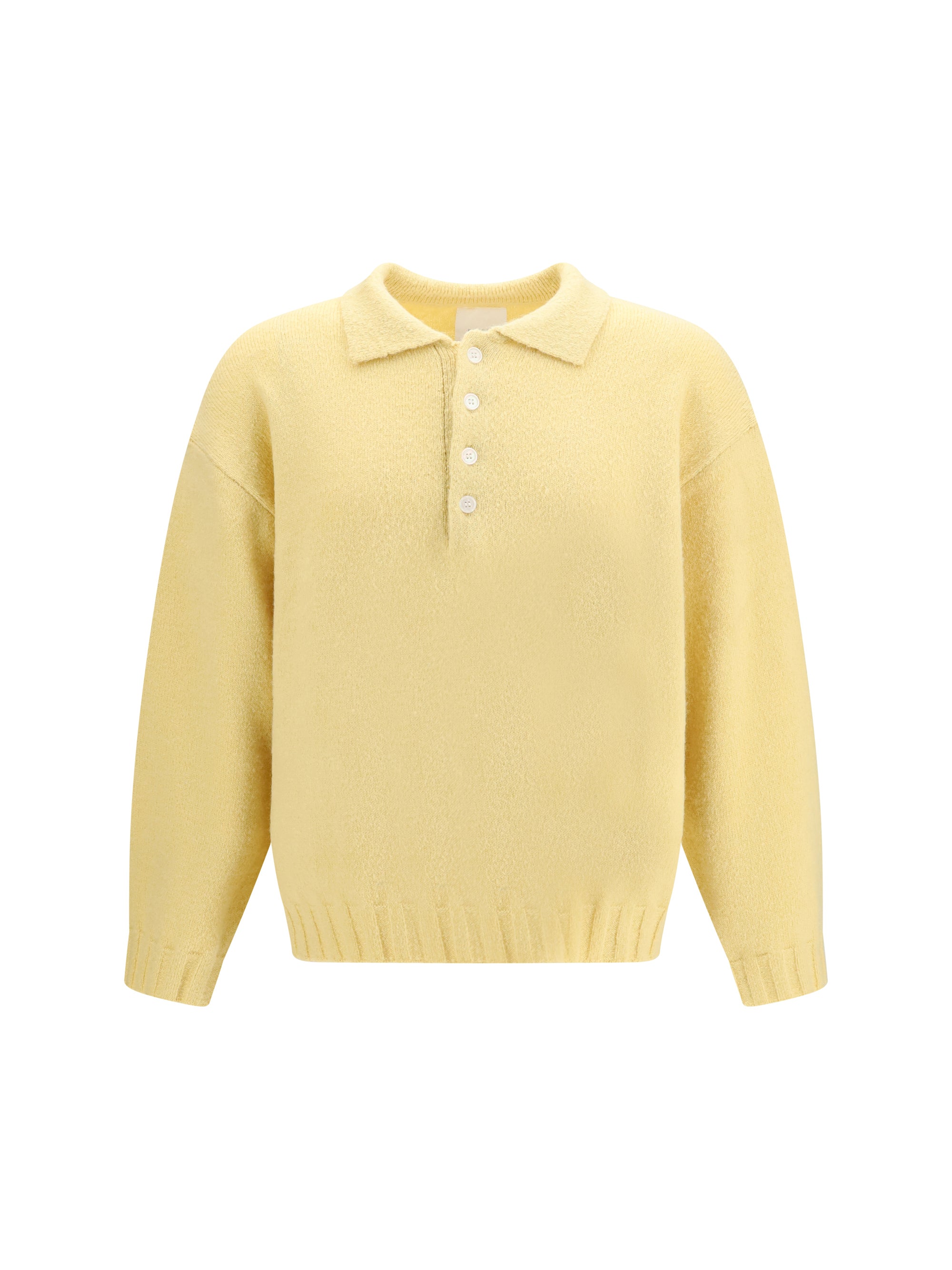 Brushed-Knit Polo Polo Sweater — Yellow