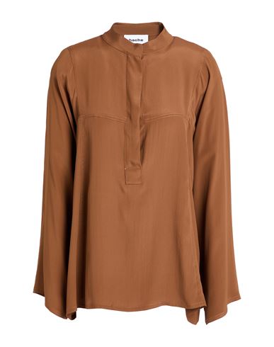 Woman Top Brown Size 10 Acetate, Silk