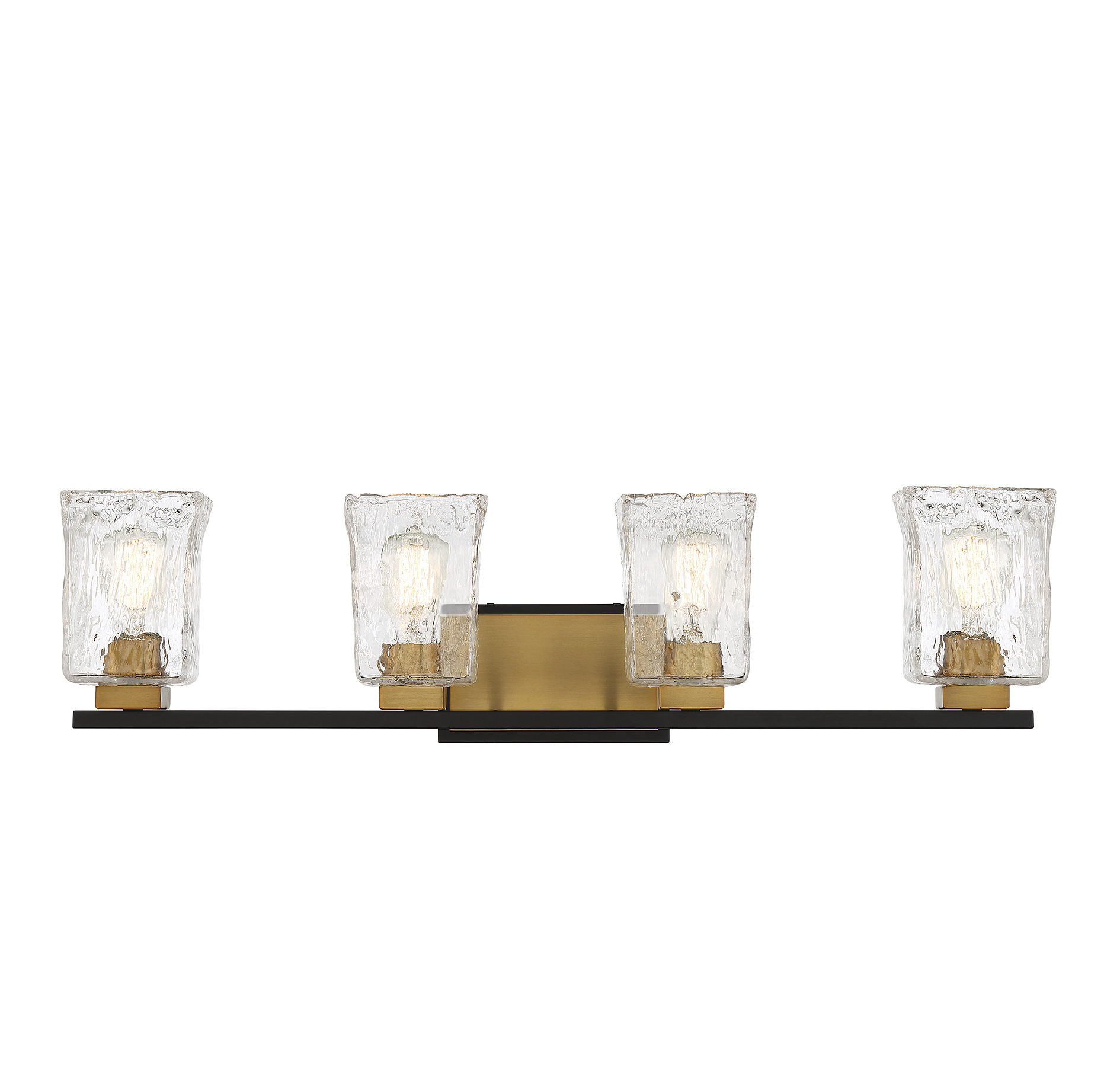 Sidney 4-Light Bathroom Vanity Light in Matte Black with Warm Brass Accent