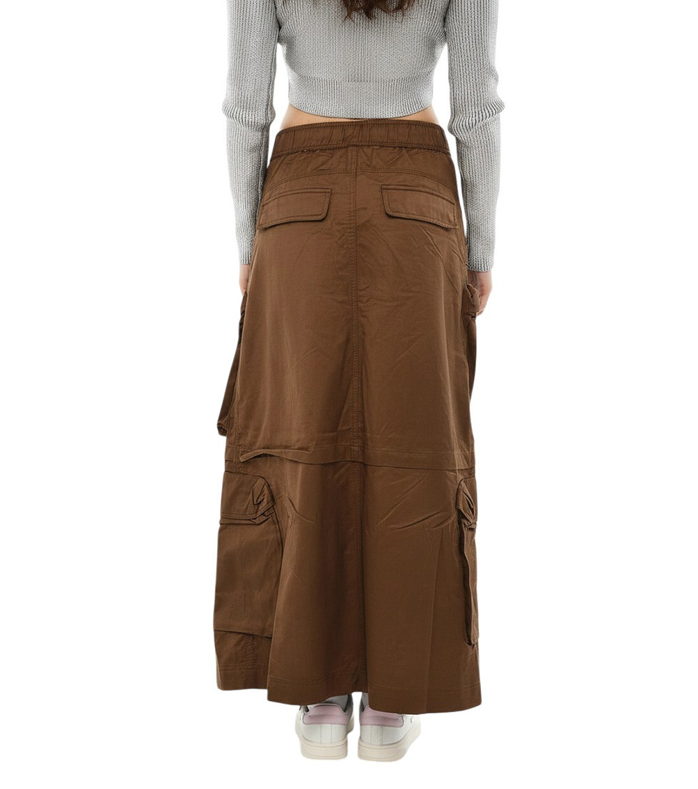 Brown Solid Maxi Skirt