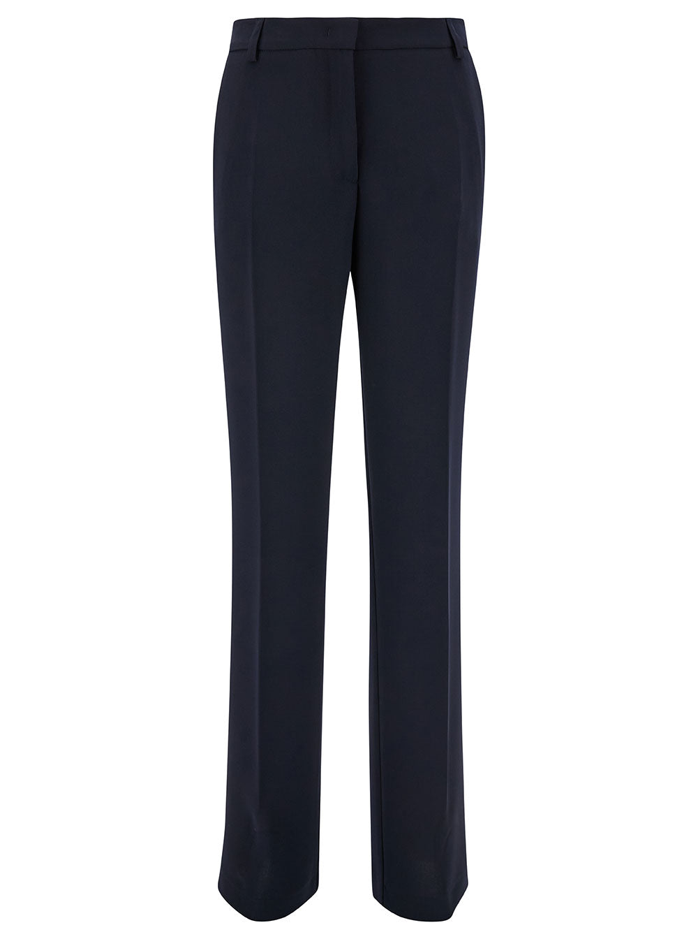 High-Waisted Straight Trousers — Blue