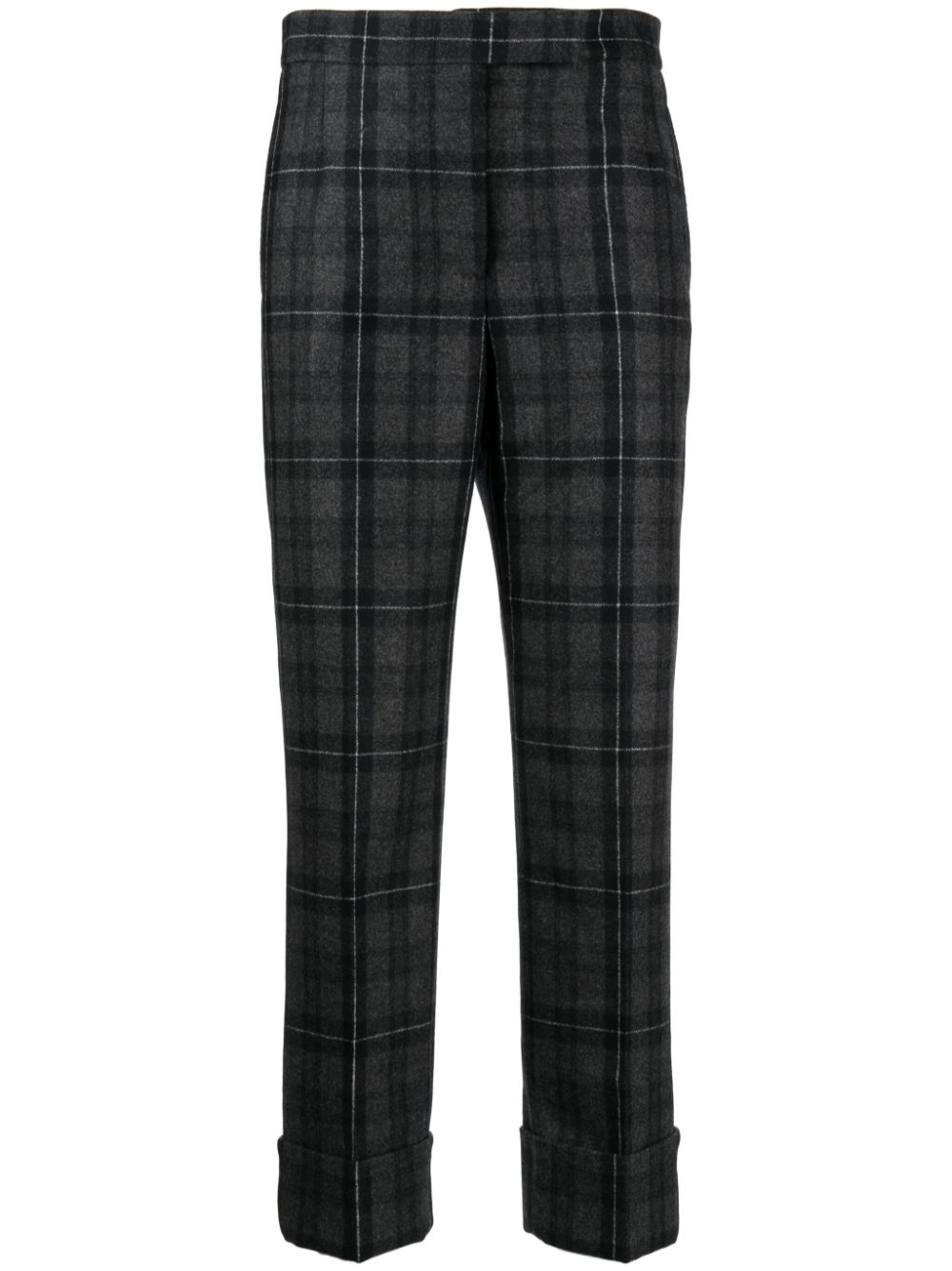 Check-pattern cropped trousers - Grey