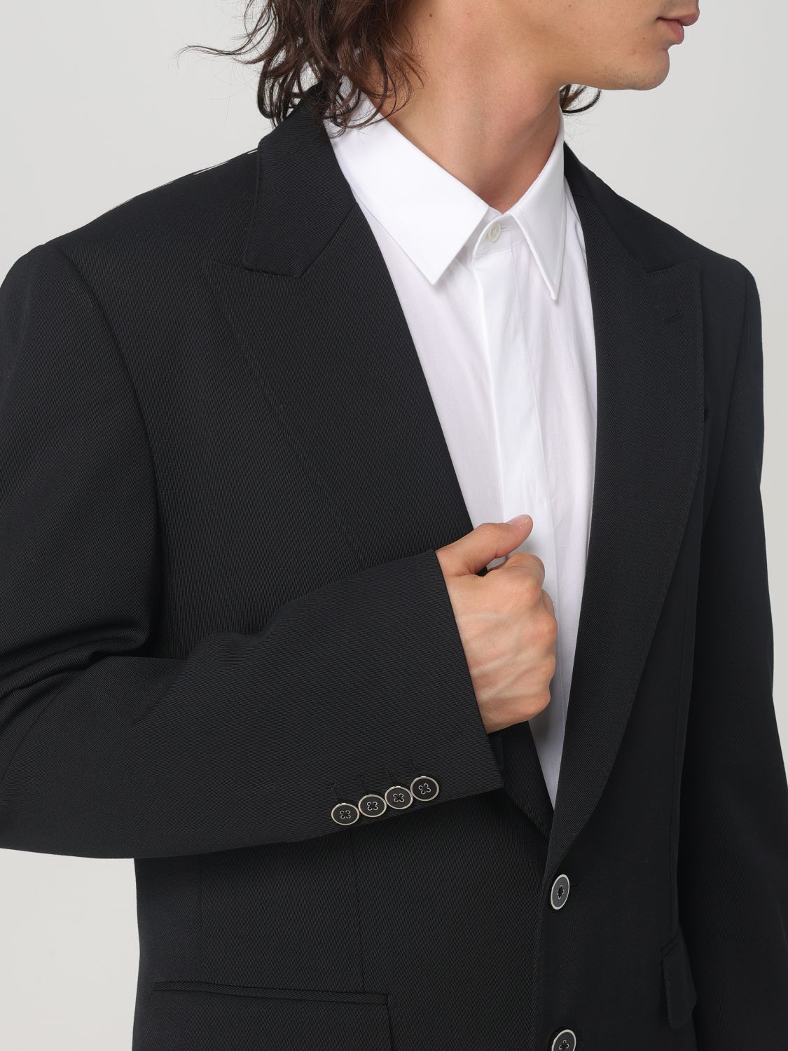 Peak lapel single-breasted jacket - Black