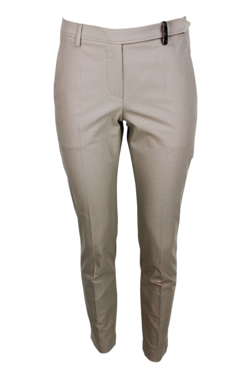 Cropped slim-leg trousers - Neutrals