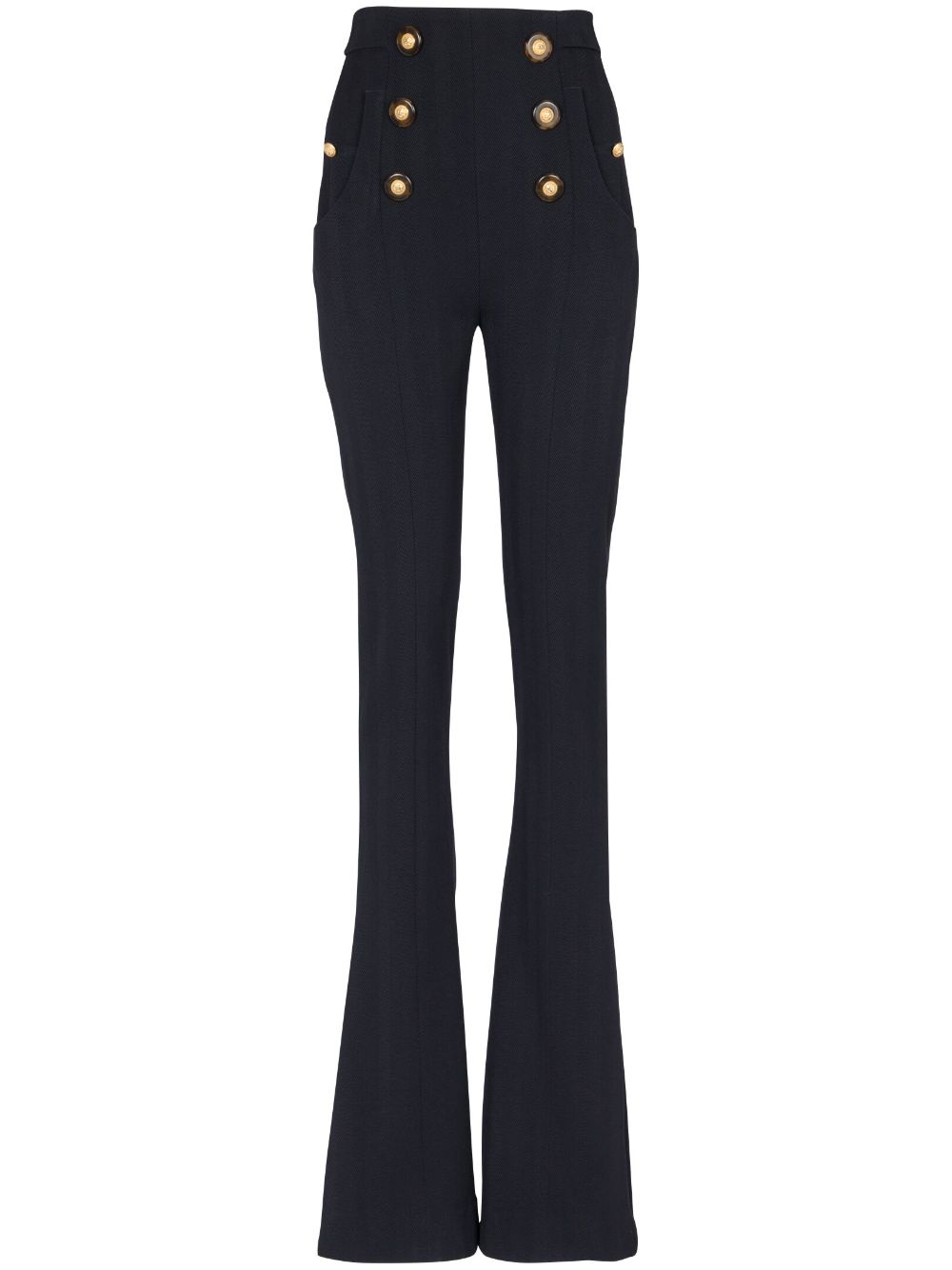 Wool flared trousers - Black