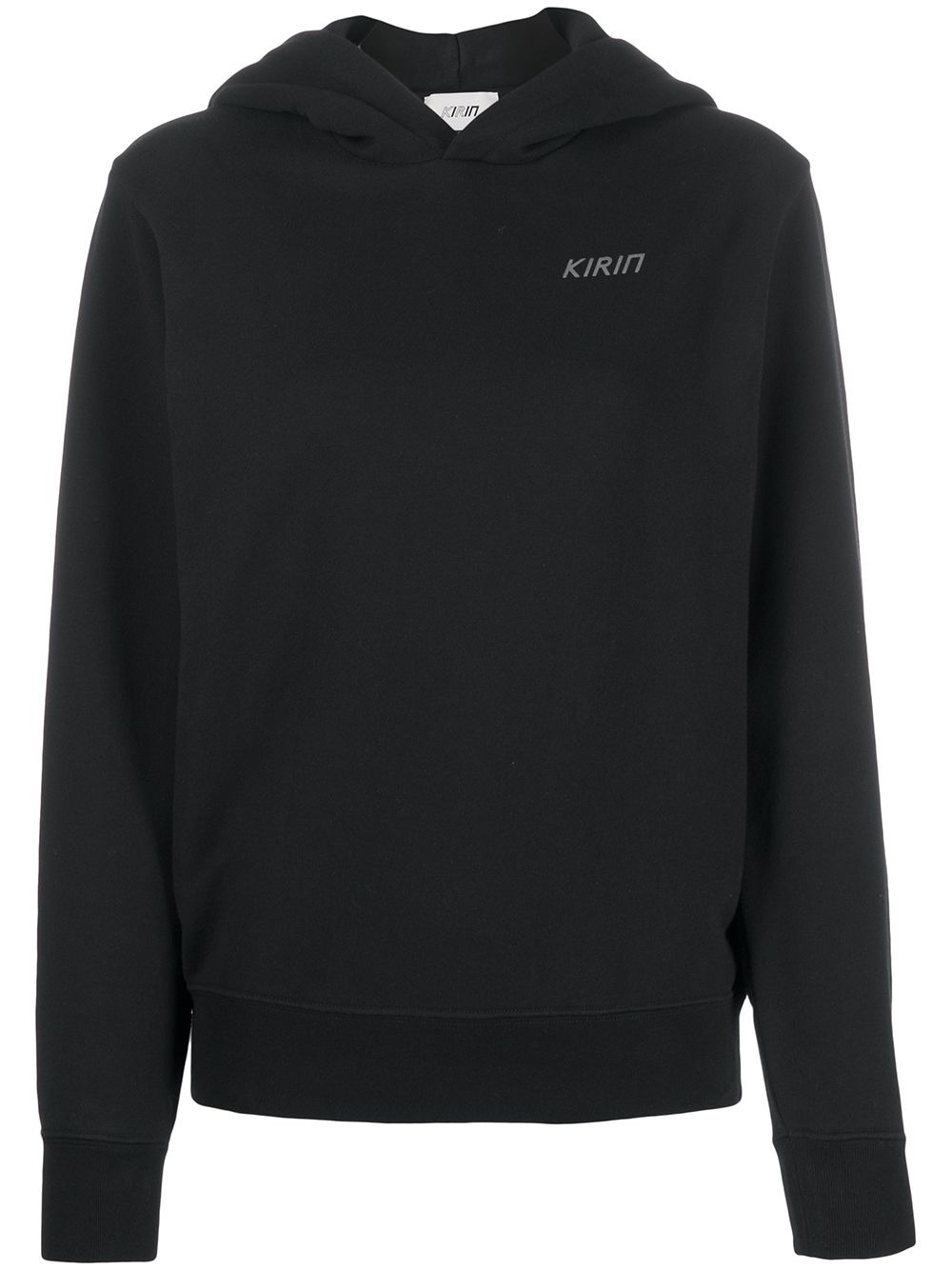 Open back logo print hoodie - Black
