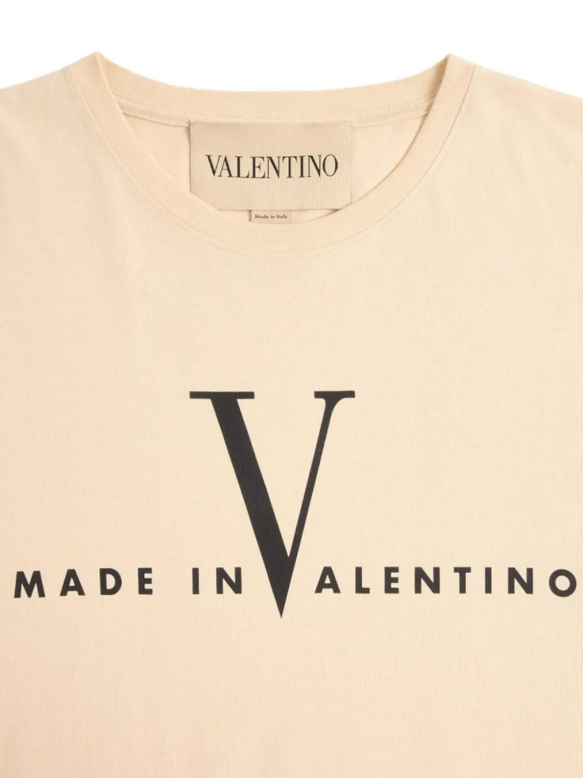 Valentino Cotton T-Shirt With Made In Valentino Print