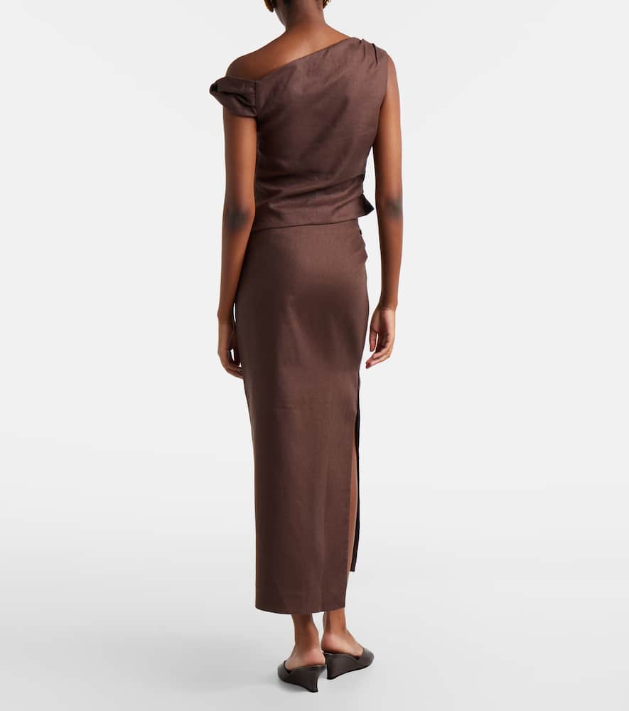 Linen midi skirt