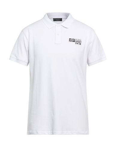 Man Polo shirt White Size L Cotton, Elastane