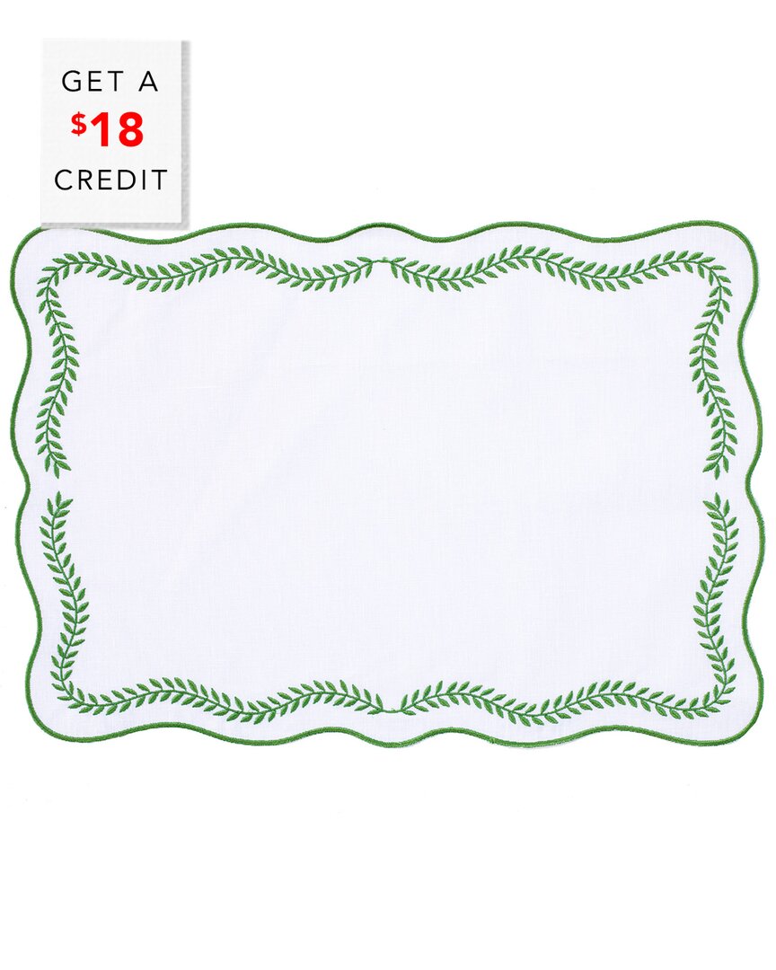Set Of 4 Tessuti Rectangular Placemats With Sage Green Ivy With $18 Credit