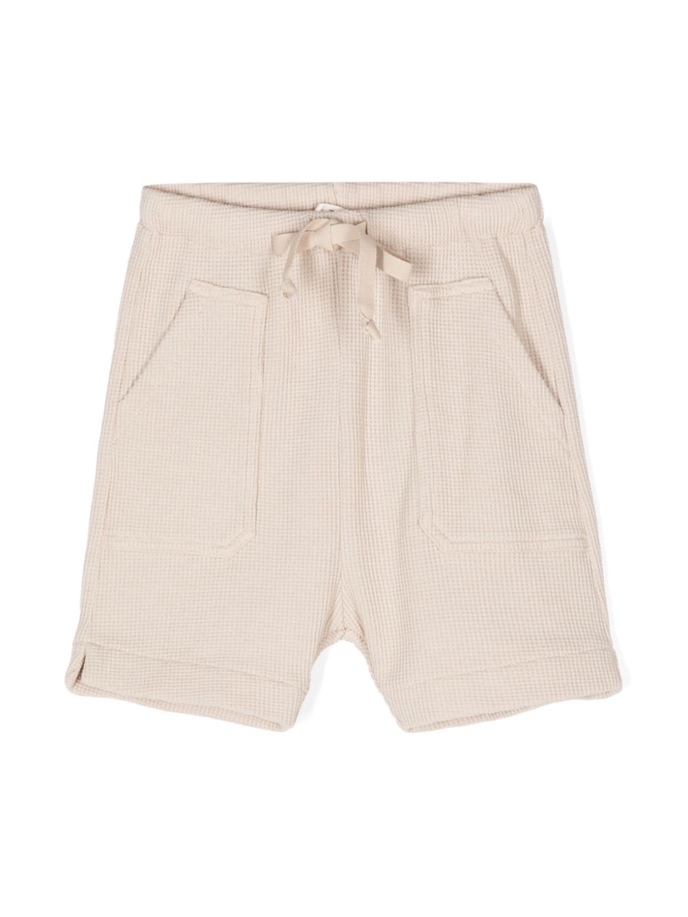 Drawstring-waistband waffle shorts - Neutrals