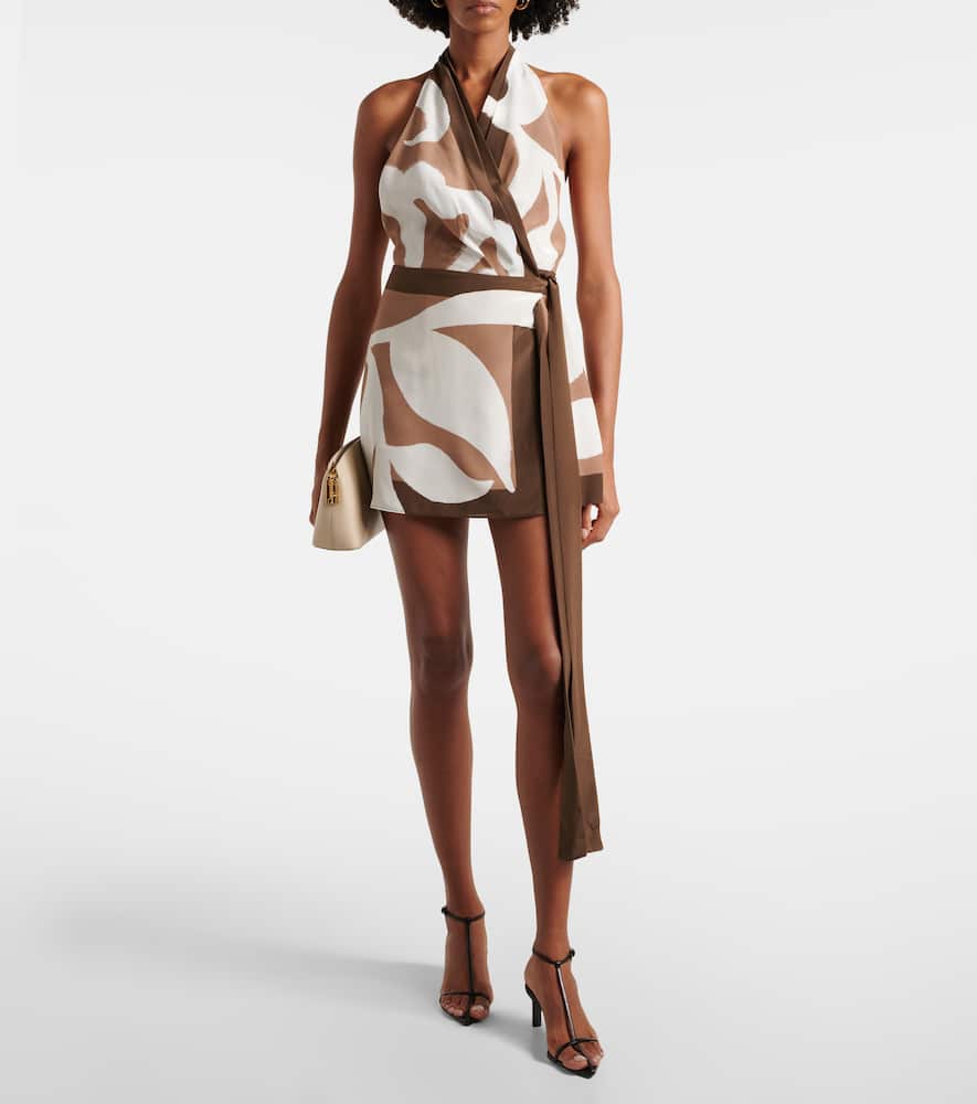 Portia printed silk satin wrap dress