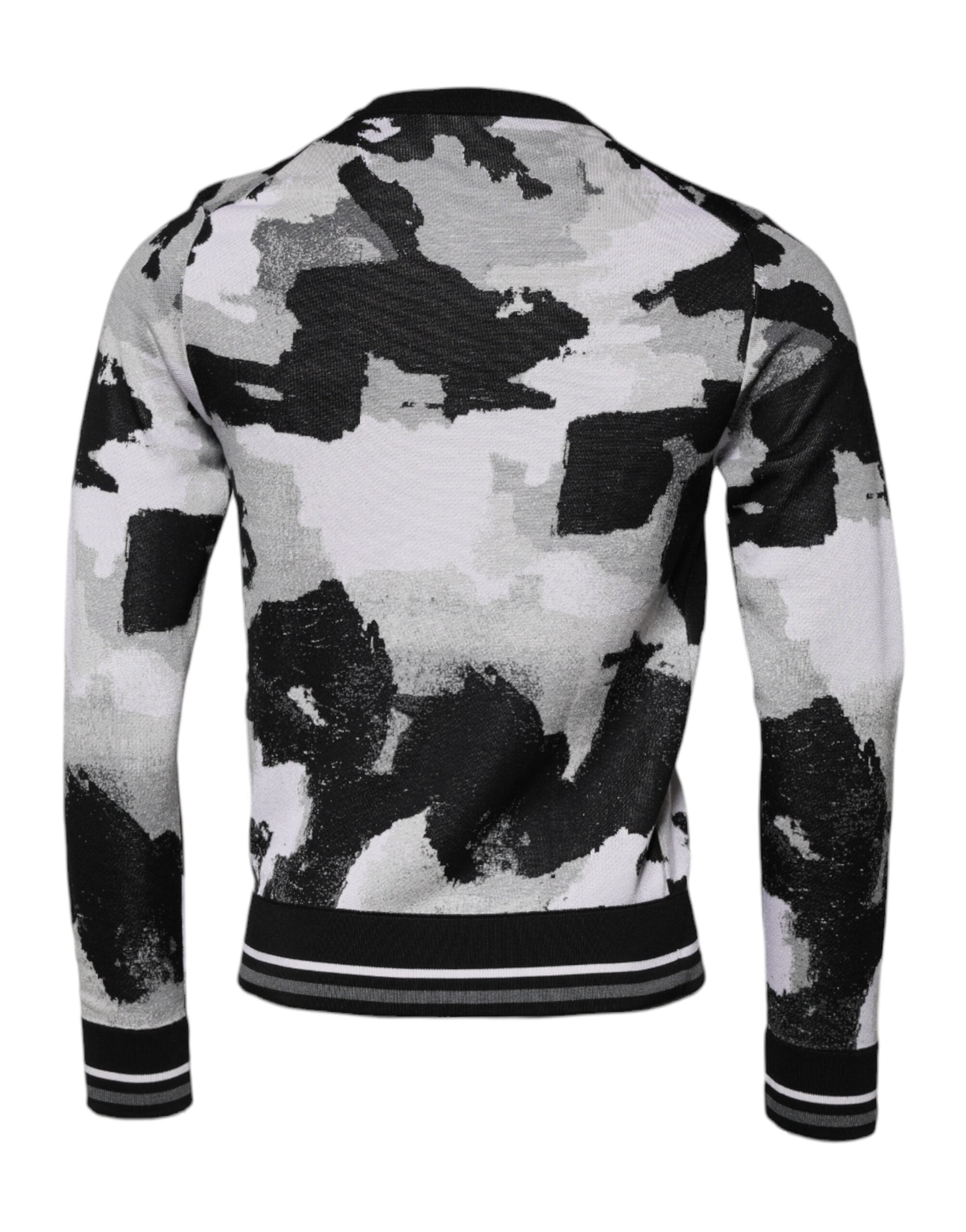 Camouflage Silk Crew Neck Sweater — Black