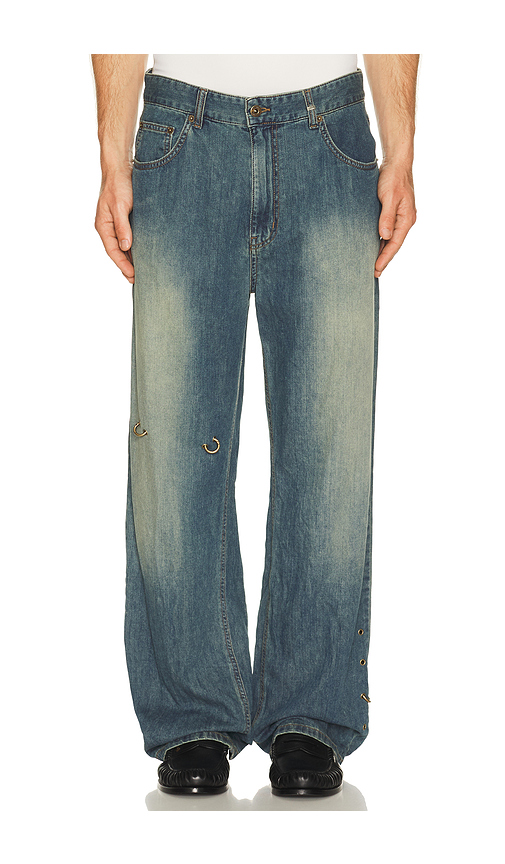 WE11DONE Piercing Denim Jeans in Blue. S. Also in M, L, XL/1X