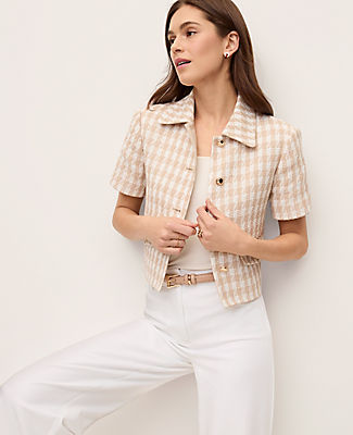 Ann Taylor Houndstooth Tweed Jacket