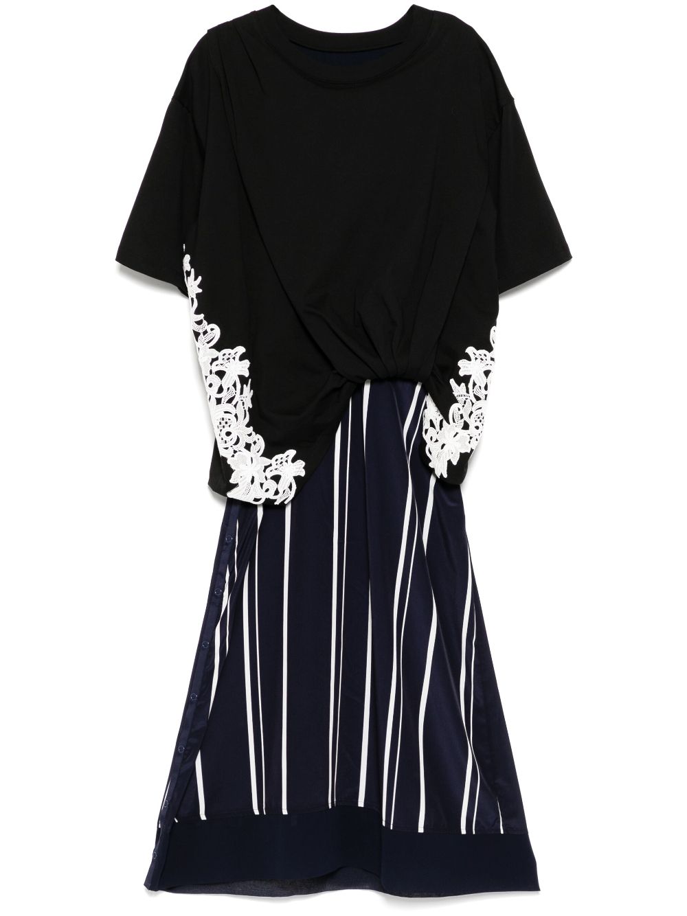 Draped T-shirt Slip Combo dress - Black