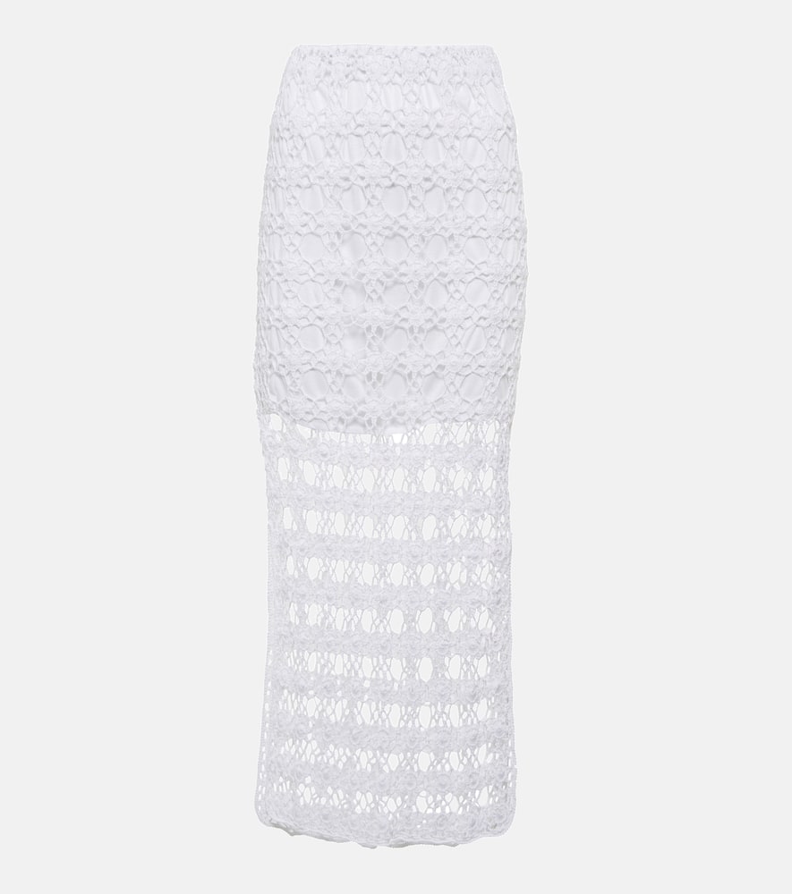 Rosette crochet cotton midi skirt