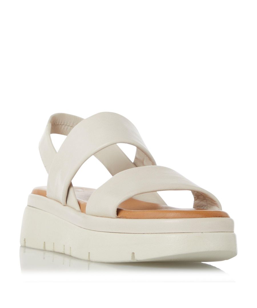 Dune London Womens Ladies Location - Padded Flatform Sandals - Beige Leather archived