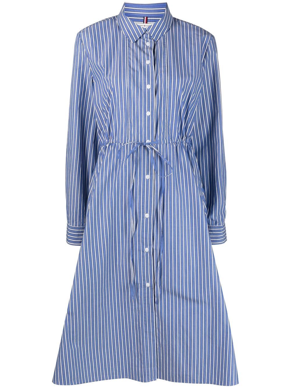 Stripe mid-length shirt dress - Blue