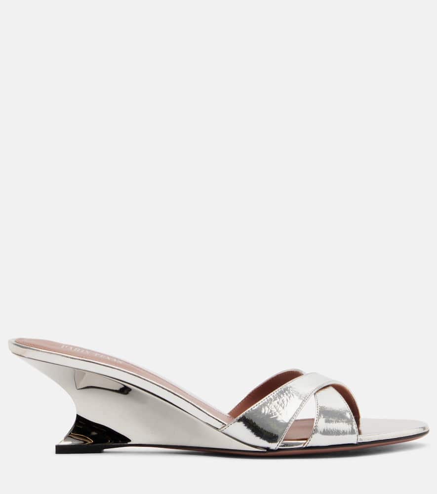 Nina 50 metallic leather wedges