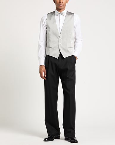 Man Tailored Vest Grey Size 38 Silk
