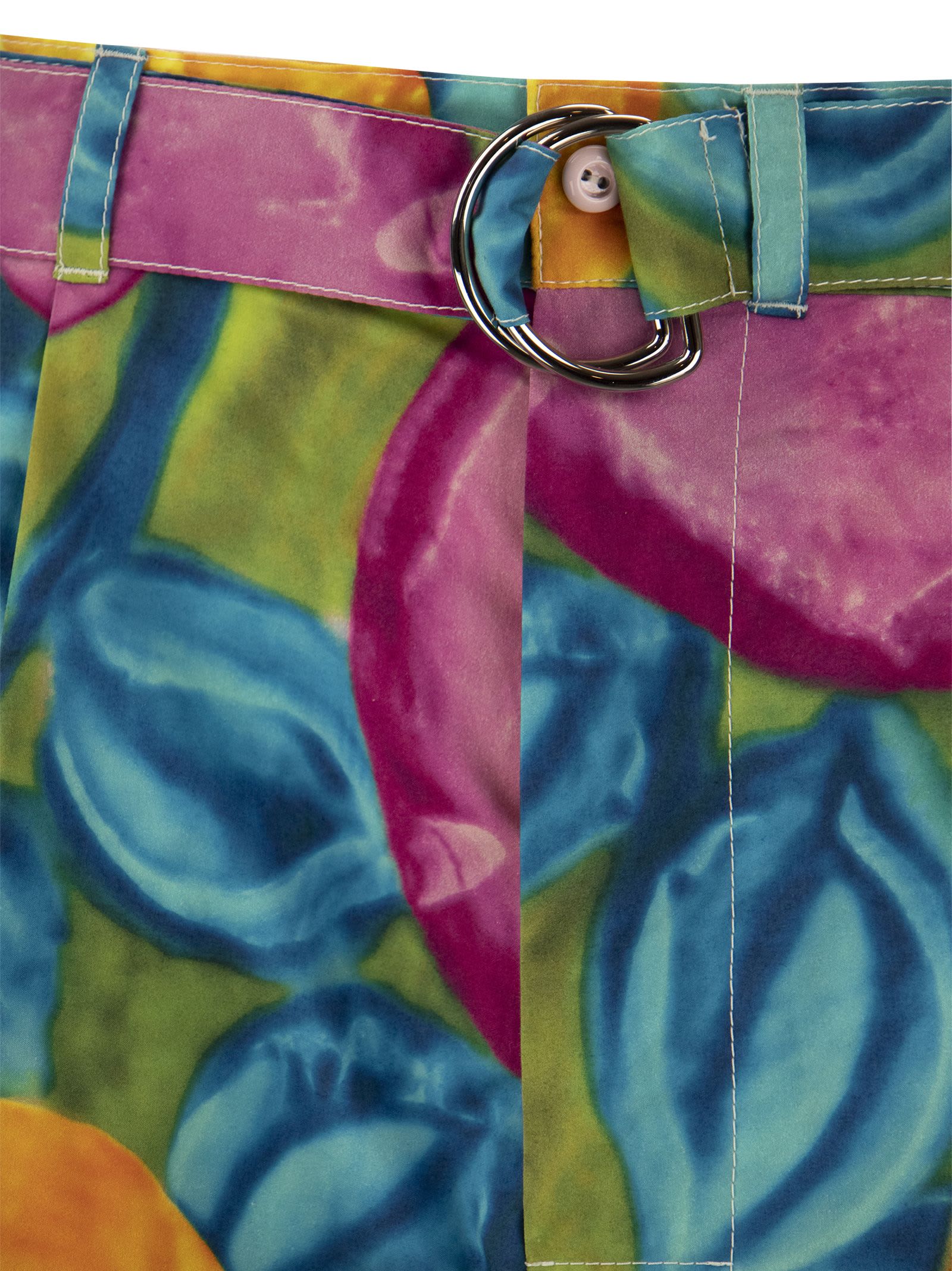 Floral-print belted-waist shorts