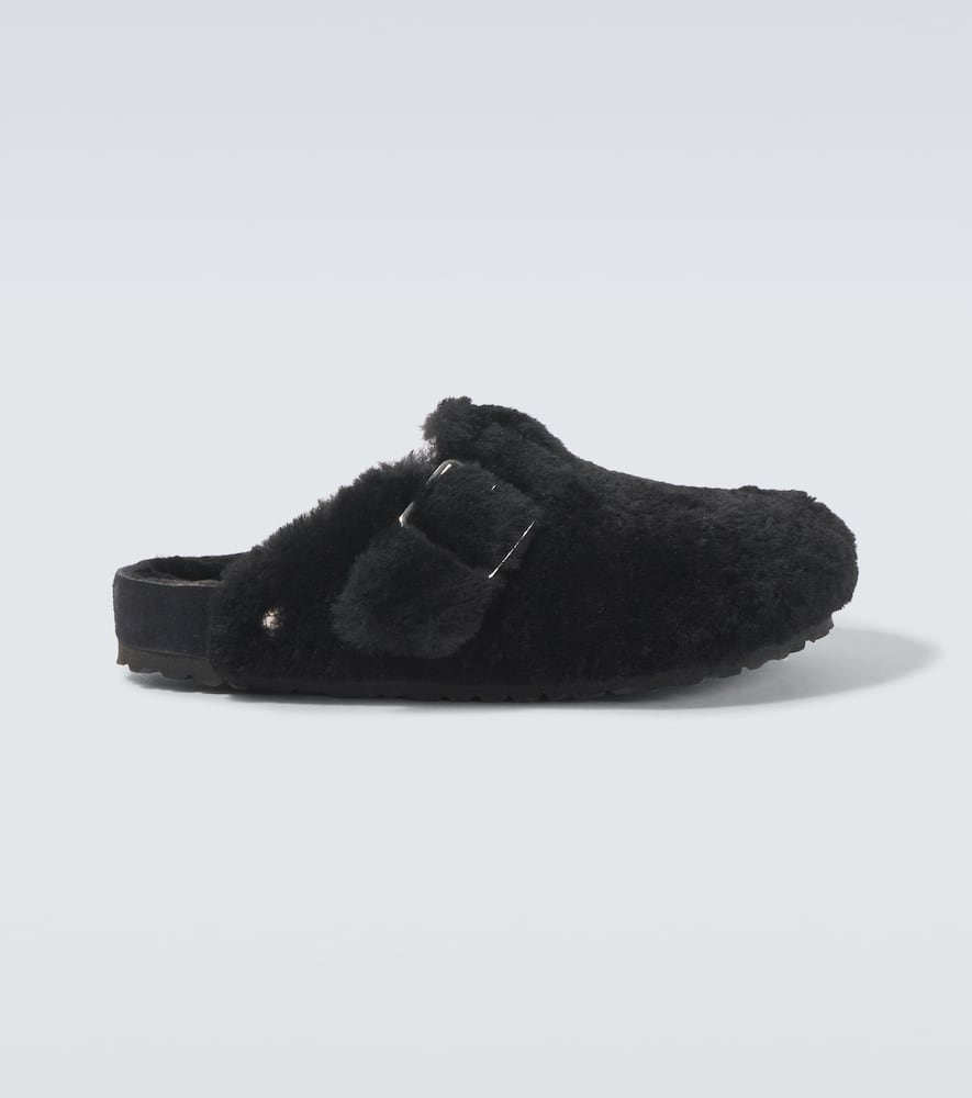 Boston 1774 shearling-lined suede mules