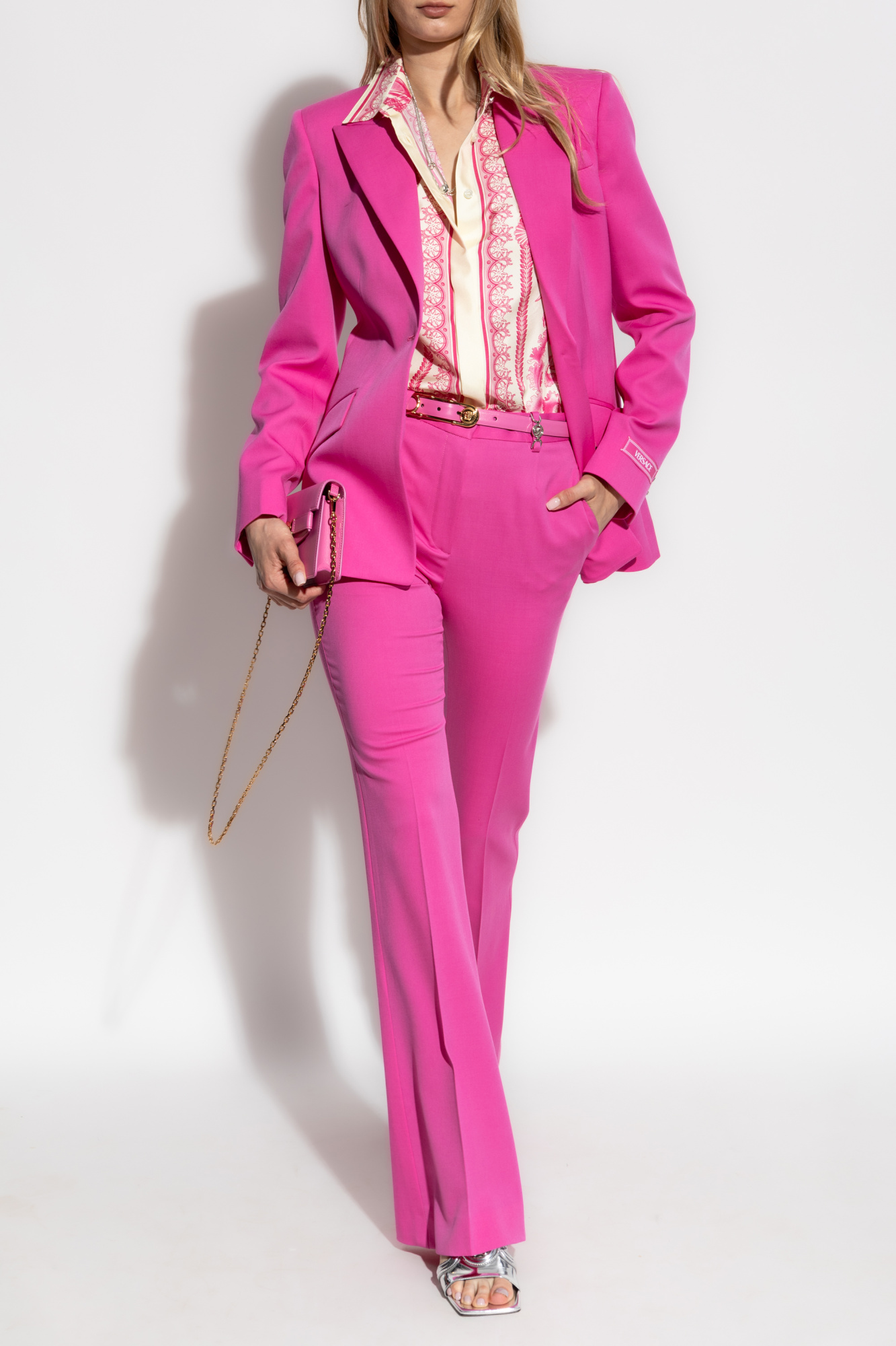 Wool Blazer With Closed Lapels, Women's, Pink