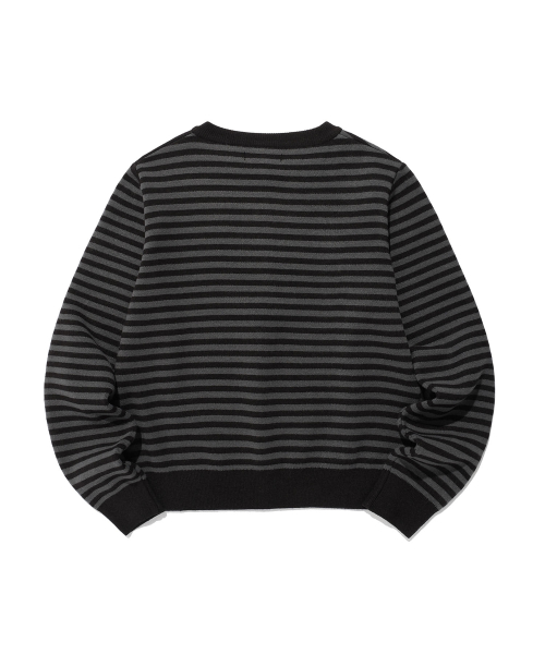 DOT STRIPE KNIT CARDIGAN_BLACK