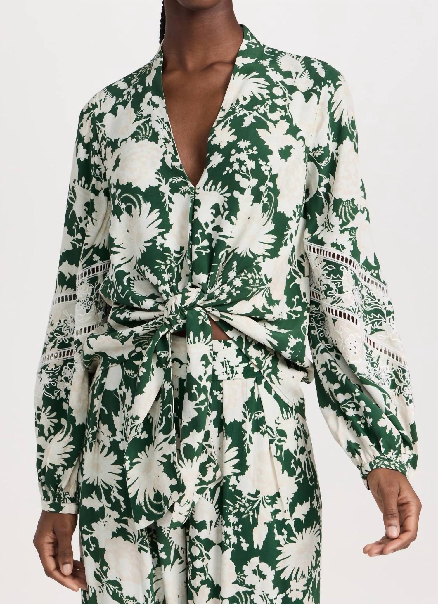 Anastasia Knotted Blouse In Green