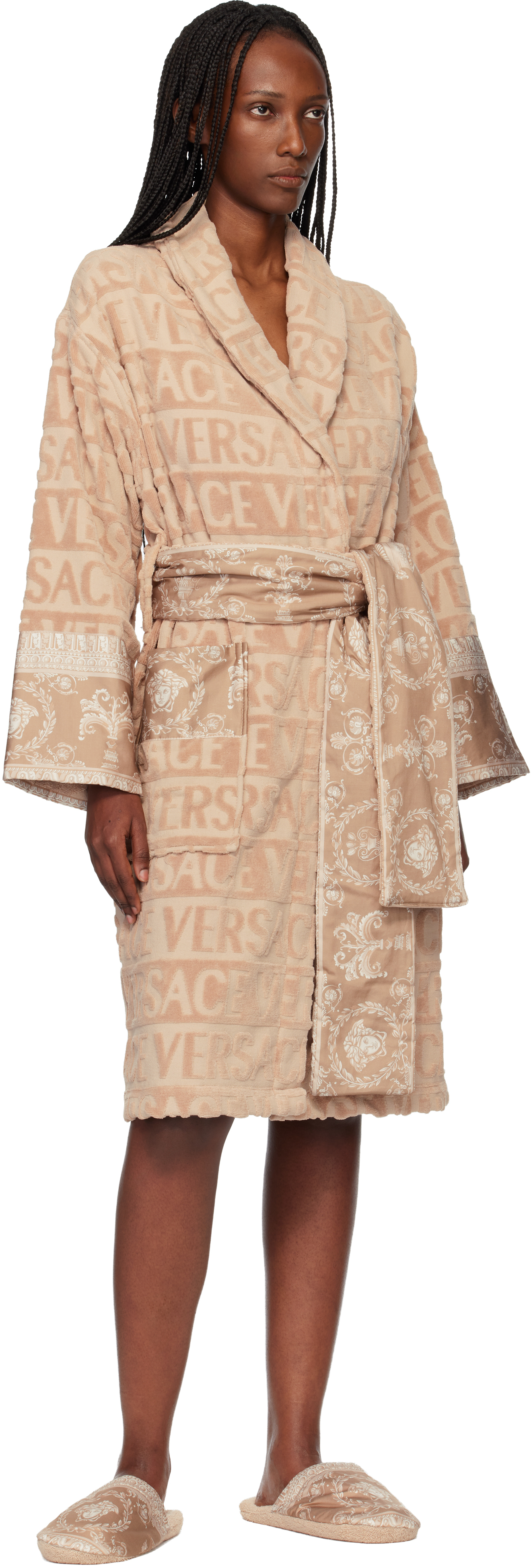 Beige 'I Heart Baroque' Bathrobe
