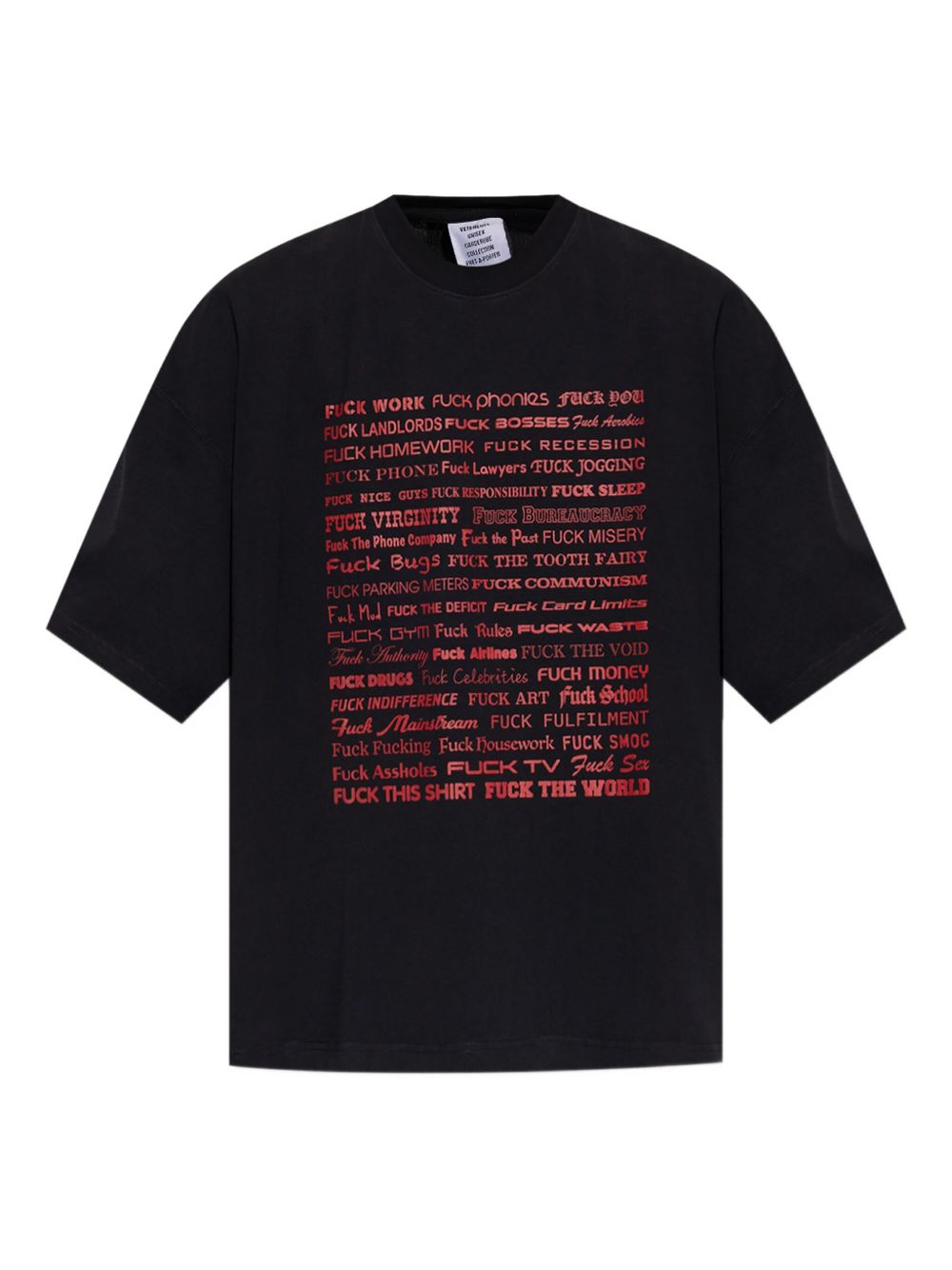 Text-print short-sleeve T-shirt - Black