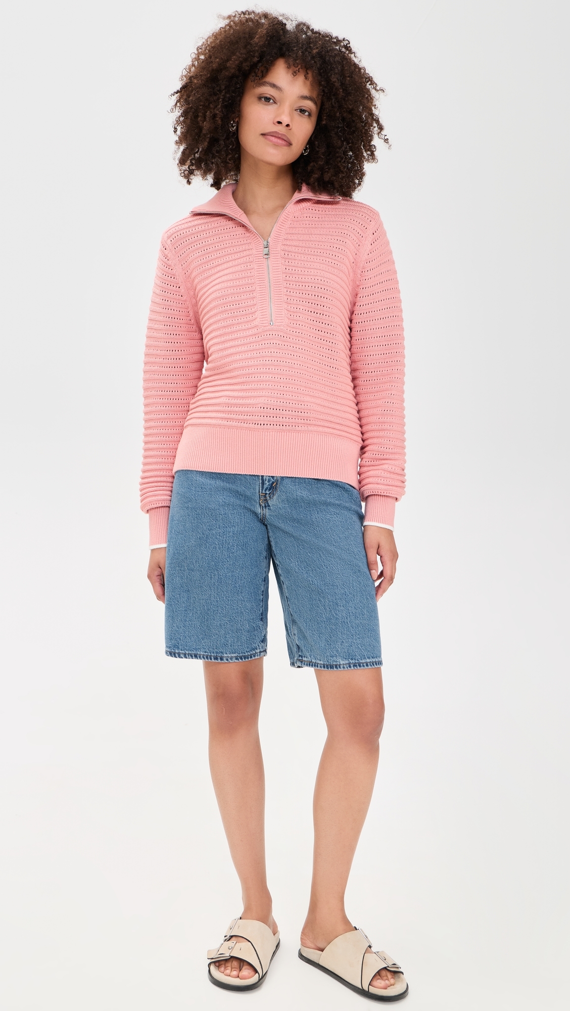 Morwenna Half Zip Knit Pullover Mellow Rose